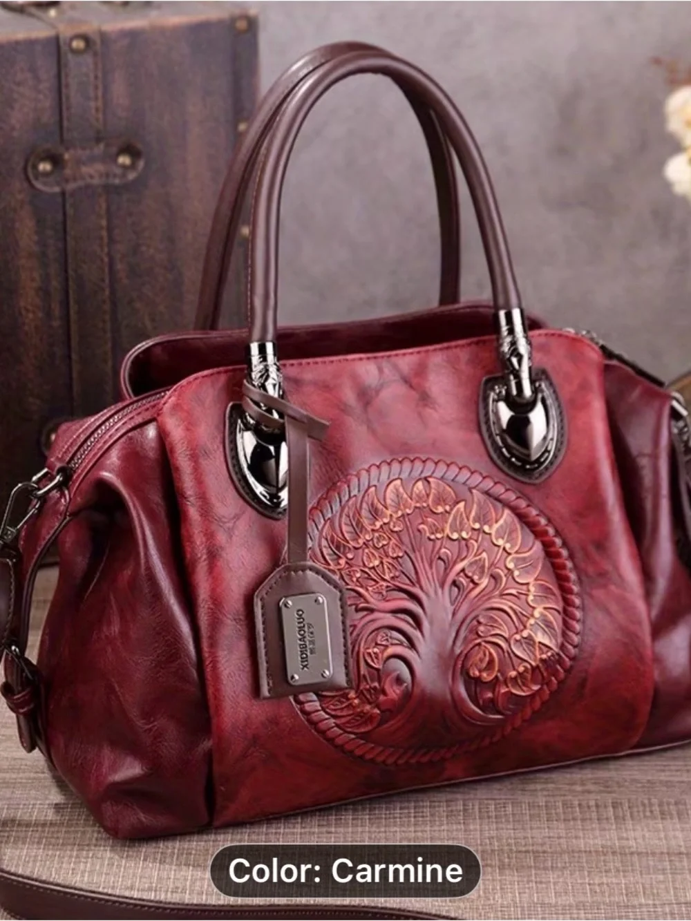 Embossed Tree of Life Handbag